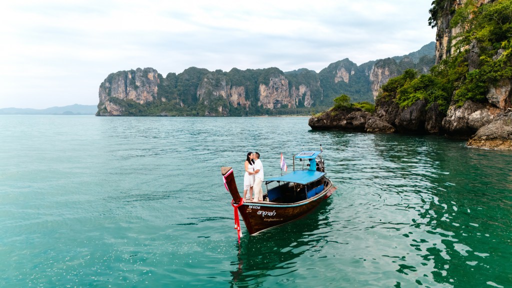 drone post wedding photography at ao nang beach krabi