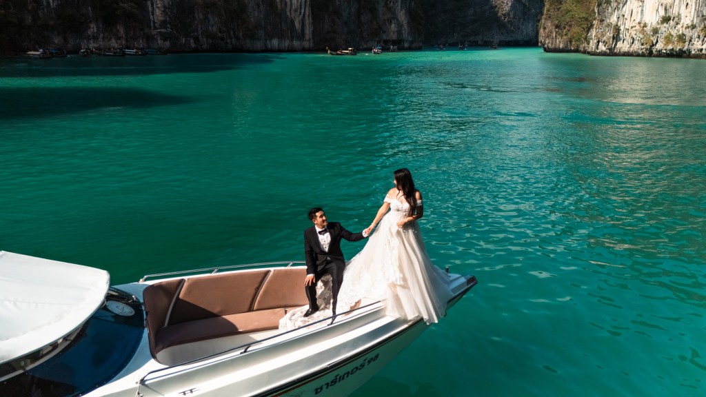 drone pre wedding photography at pileh lagoon phi phi island krabi
